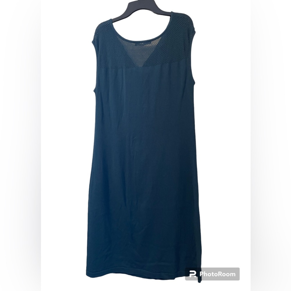 Peruvian Connection Pima Cotton Knit Dress Women’s L blue Cowl Neck Sleeveless